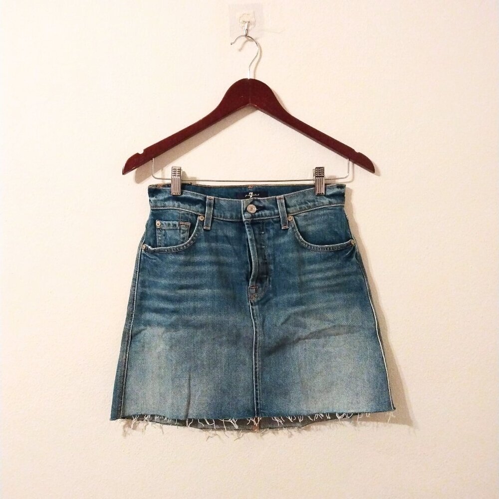 7 For All Mankind distressed denim mini skirt sz 25